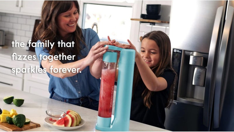 DRINKPOD Fizzpod Home Soda Maker Sparkling Water Carbonator With 3 Bottles and 2 Bottle Brushes (Aruba Blue) - Image 5